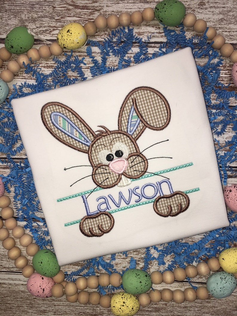 BOY'S EASTER SHIRT, Boy's shirt with Easter bunny Boy's personalized Easter shirt Boy's Easter image 1