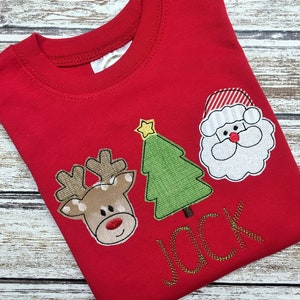 Boys CHRISTMAS shirt, ROMPER, Santa, Reindeer; Short sleeve Christmas shirt,  Long sleeve, Red shirt, Toddler boy Christmas,