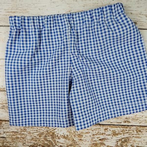 Pu&ograve; includere: Shorts a quadri blu e bianchi con elastico in vita.