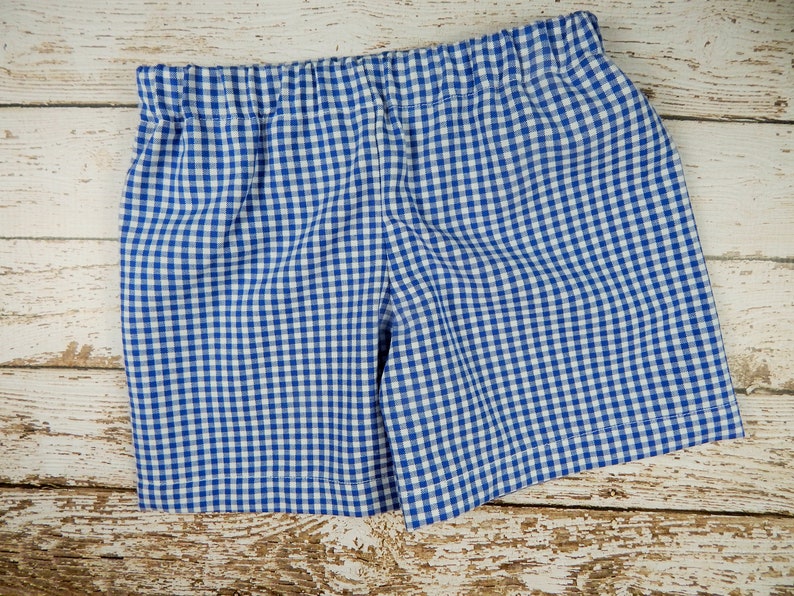 Pu&ograve; includere: Shorts a quadri blu e bianchi con elastico in vita.