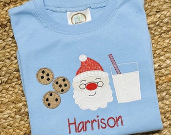 Chemise de Noël pour tout-petit garçon : Père Noël lait et biscuits