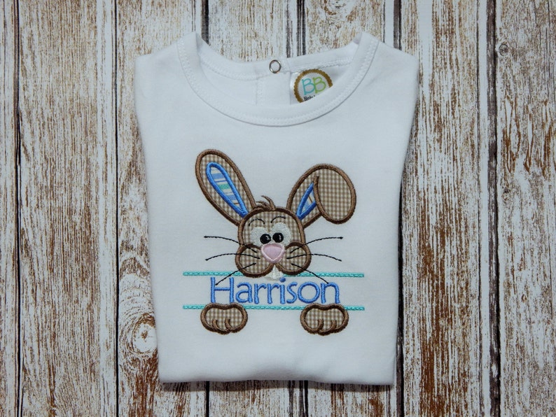 BOY'S EASTER SHIRT, Boy's shirt with Easter bunny Boy's personalized Easter shirt Boy's Easter image 4