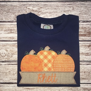 Boys FALL shirt; Boy&#39;s pumpkin shirt; Boy&#39;s pumpkin patch shirt; Boy&#39;s navy shirt; short or long sleeve