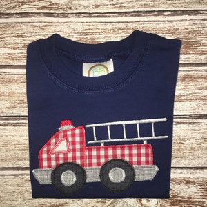 FIRETRUCK romper; Boy&#39;s summer ROMPER; Infant romper; navy romper
