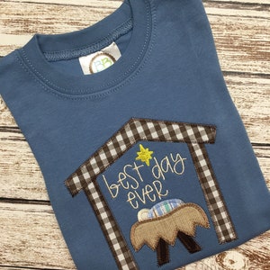 Boy’s CHRISTMAS shirt; Nativity; slate blue shirt; long sleeve; short sleeve; toddler boy Christmas shirt bild 1