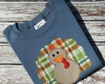 Toddler Boy Thanksgiving Turkey Appliqué Shirt