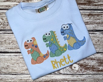 Boy's DINO shirt; Dino birthday shirt; light blue shirt; short sleeve; long sleeve; summer shirt; beach shirt;