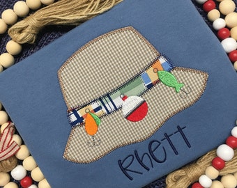 Boys Fishing Applique Shirt: Personalized Summer Tee