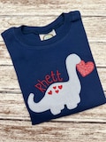 Boy's Valentine Dino Shirt: Navy Dinosaur Heart Tee
