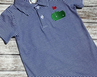 Embroidered Golf Romper: Striped Polo Bodysuit, 100% Cotton