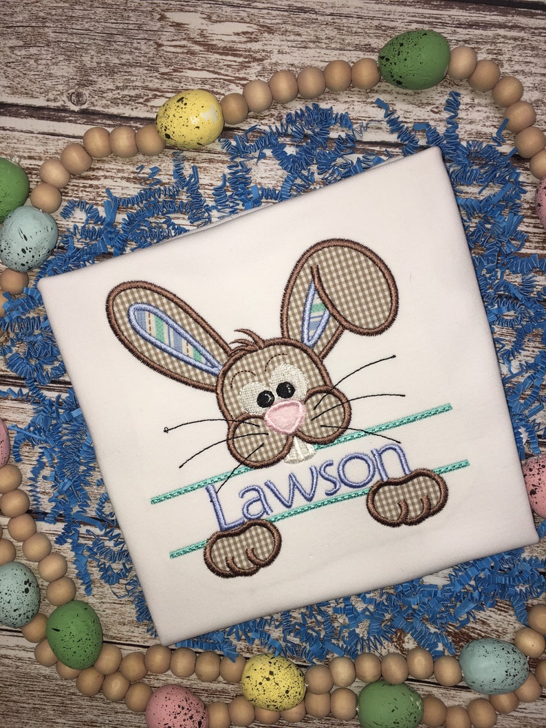 BOY'S EASTER SHIRT, Boy's shirt with Easter bunny Boy's personalized Easter shirt Boy's Easter image 3