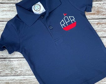 Monogrammed Sailboat Polo Shirt: Boy's Beach Shirt