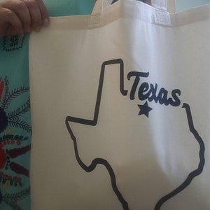 Texas Canvas Tote Reuseable 100% cotton 15 x 16 21 inch straps Made in Texas