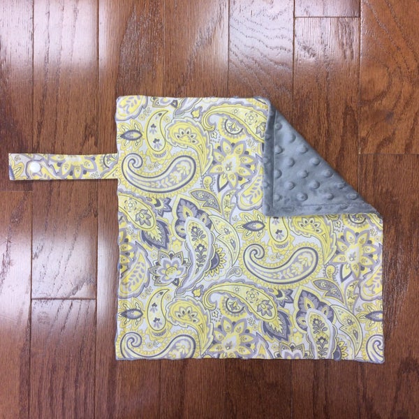 Grey & Yellow Paisley Pacifier Blanket