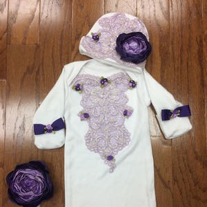パープルの帰宅衣装 / ガウン、キャップ、ヘッドバンドセット