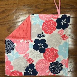 Peach & Navy Floral Pacifier Blanket
