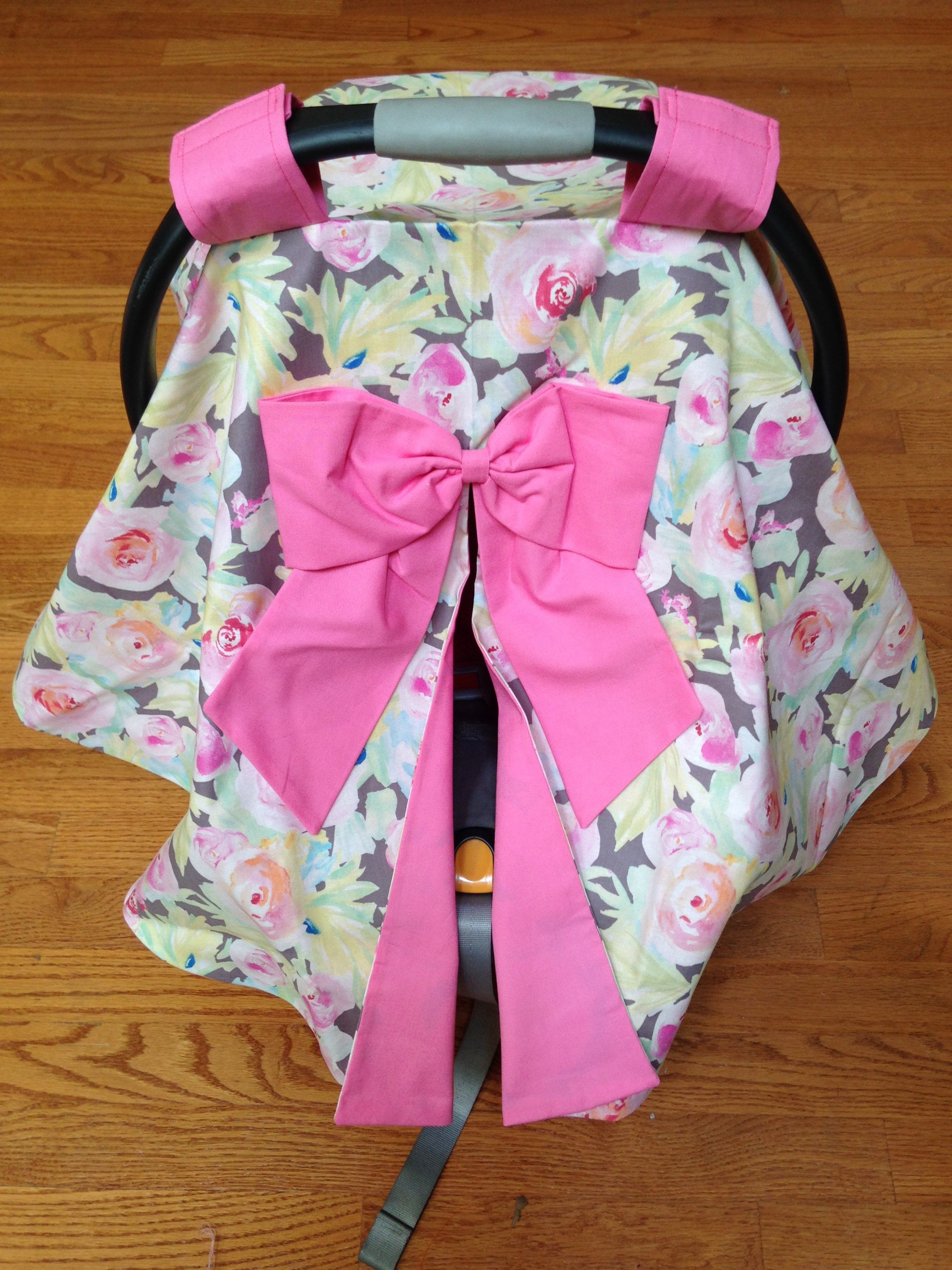 Canopy de asiento de asiento floral rosa y gris | Etsy