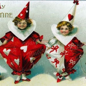 Vintage St Valentine's Day Image on Fabric Panel Quilt Block DIY Quilting Sewing Craft Decoupage Frame Print Image 21-34