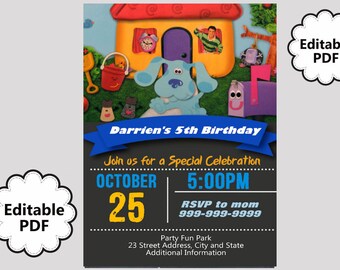 EDITABLE TEXT Blues Clues Birthday Invitation - Blues Clues Birthday Invites - Blues Clues Birthday Invite -Instant Download