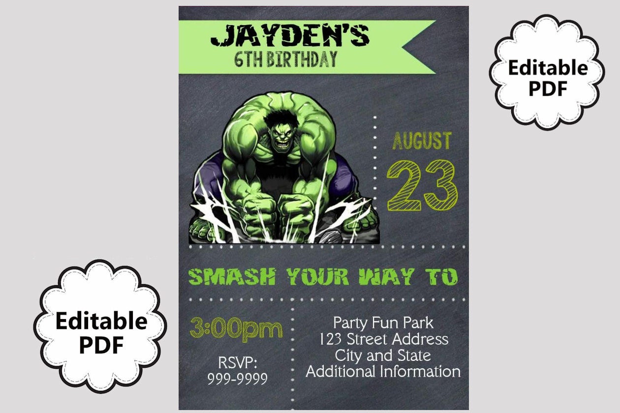 Incredible Hulk Invitations 8