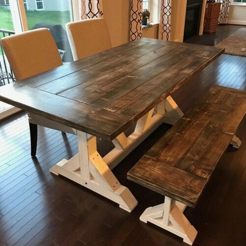 Farmhouse Trestle Table Etsy