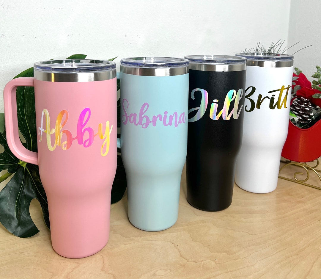 40 Oz Personalized Tumbler With Handle, Stan, Stainless Steel Cup, Teacher Appreciate Gifts ...