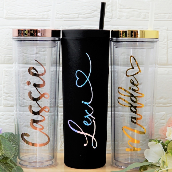 Personalized Tumbler with Straw 18 oz, Custom Tumbler with Straw and Lid, Trendy Tumbler, Gifts for Women under 20, Wedding Favors, Bridal