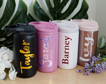 Personalized Kids Water Bottle with Straw, Back to School, 12 oz Stainless Steel personalized tumbler for Boys and Girls, kids cup handle