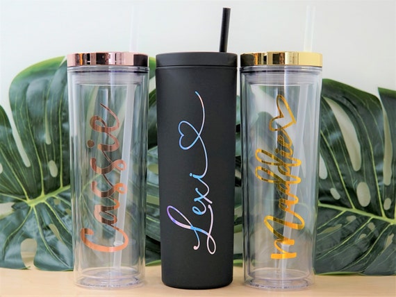 Personalized Tumbler with Straw 18 oz, Custom Tumbler with Straw and Lid,  Trendy Tumbler, Gifts for Women under 20, Wedding Favors, Bridal