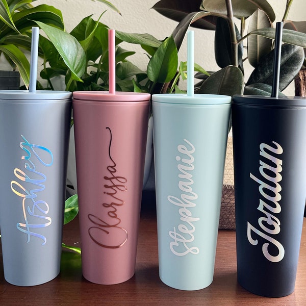 Personalized Acrylic Tumbler with Lid and Straw 24 Oz, Personalized Gifts for Her, Bridesmaid Proposal Gifts, Custom Tumbler for Bridesmaid