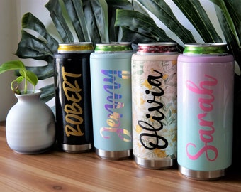 Personalized Skinny Can Cooler, Slim Can Cooler for Seltzers, Stainless Steel Insulated Cooler, Summer Drink, Pool Favors for Bachelorette