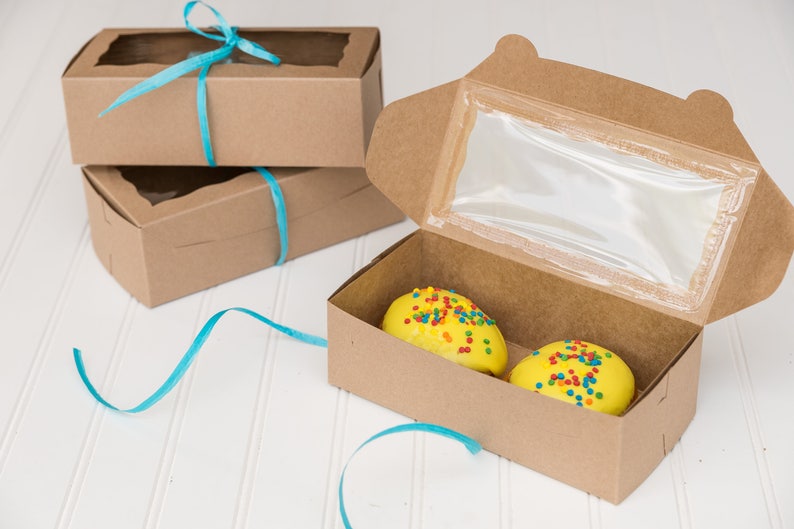 25 Kraft Or White Donut Boxes Window / Double Donut Box / Etsy