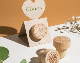 Wedding Favors Wine Stopper Personalized with Cheers KRAFT Pop-up Stopper Stand Card - Original idea - Free Shipping