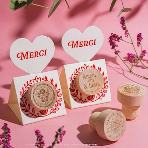 Personalisierte Weinverschluss-Karte mit wiederverwendbarer Dankeskarte - Hochzeitsgeschenk, Partygeschenk, Lesezeichen - Einzigartiges Gast-Souvenir - Blumenhochzeit