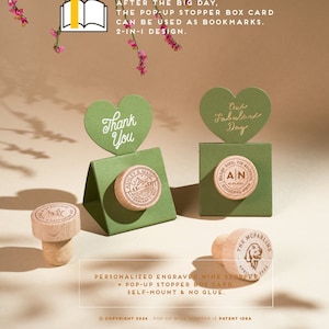 Cadeaux personnalisés - bouchon de bouchon de vin - carte de remerciement bouchon pop-up VERT SAGE CARTE - cadeau de mariage estival personnalisé