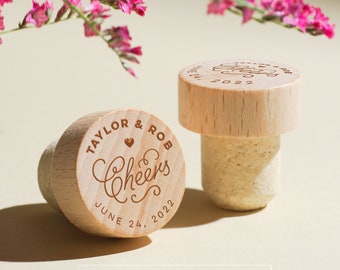 Wedding Favors - Personalized Wine Cork Stopper - Vineyard Wedding Keepsake