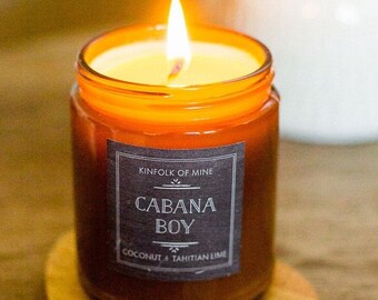 Cabana Boy Soy Wax Candle | Coconut and Lime | Gift Under 25 | White Elephant Gift | Vegan Soy Wax | Kinfolk of Mine | Gift Box Option