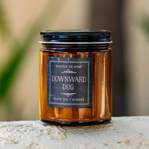 Downward Dog Soy Wax Candle | Gift for Dog Lovers | Gift Under 25 | White Elephant Gift | Yoga Gift | Kinfolk of Mine | Gift Box Option