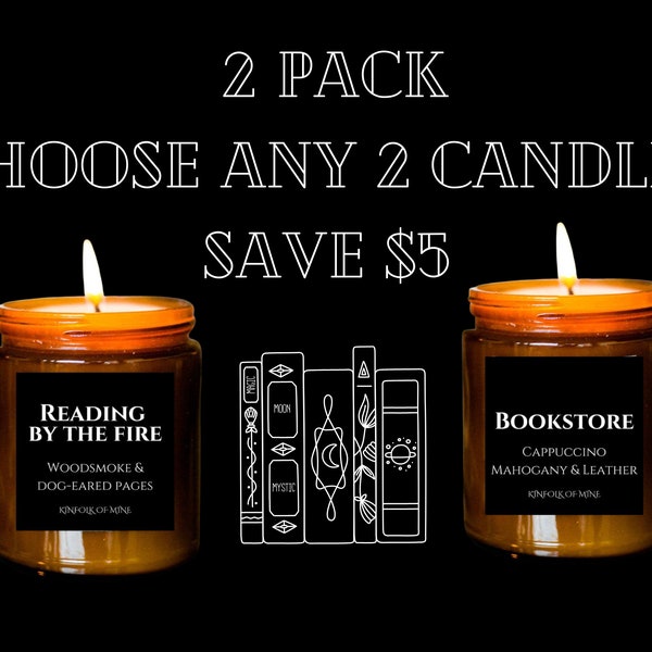 Two Candle Book Bundle | Soy Candle | Book Lover Candle | Book Inspired | Literary Candle | Book Scented | Kinfolk of Mine | Gift Box Option