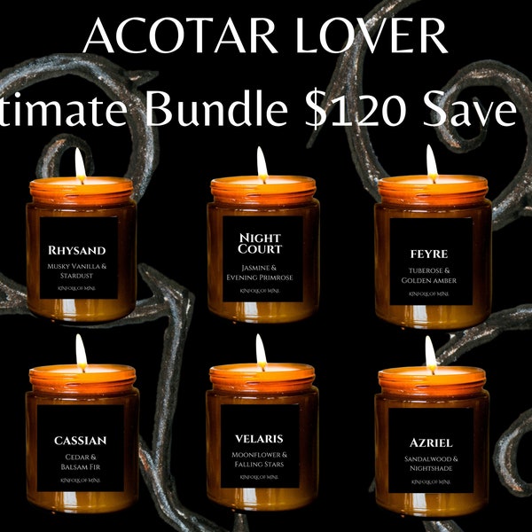 ACOTAR Ultimate Candle Bundle | Book Inspired | Literary Candle | Book Scented | acomaf |Vegan Wax | Kinfolk of Mine | Gift Box Option