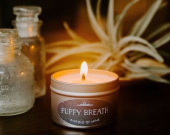 Puppy Breath Soy Wax Candle | Dog Lovers | Pet Adopt | Gift Under 15 | White Elephant Gift | Vegan | Kinfolk of Mine | Gift Box Option