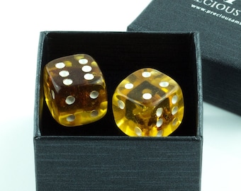 FAST DELIVERY 14 x 14 Pair Amber Dice Set Handmade Baltic Amber Dice Small Cube Gambling Dice Board Game Dice Large Gemstone Crystal Dice uk