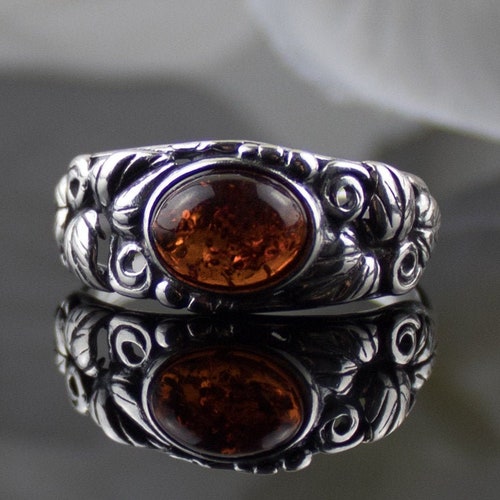 Boho Amber Ring Baltic Amber Ring Sterling Silver Ring With - Etsy UK