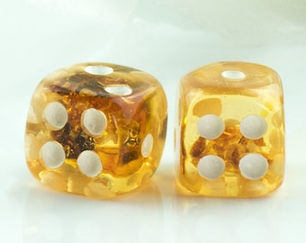 Small Pair 10 x 10 Amber Dice Cube Set Inclusion Handmade Baltic Amber Dice Gambling Dice Board Game Dice Gemstone Crystal Dice uk