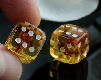 FREE GIFT BOX 14 x 14 Pair Amber Dice Set Handmade Baltic Amber Dice Small Cube Gambling Dice Board Game Dice Large Gemstone Crystal Dice uk