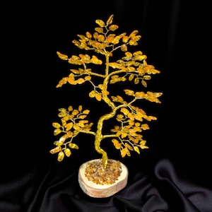 LARGE Baltic Amber Gemstone Crystal Oak Tree of Life Luck Happiness Handmade Amber Tree Nature Lover Gift, Chakra Bonsai Money Trees