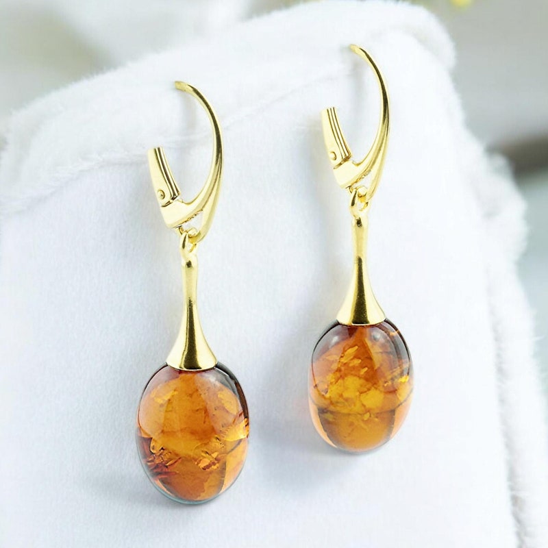 amber dome earring / amber|gold main image 1