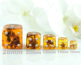 Amber Dice Set Handmade Baltic Amber Dice with Earthy Remains Small Gambling Pair of Dice | Board Game Dice | Large Gemstone Crystal Dice uk