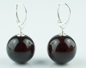 Massive 20mm Rare Cherry Baltic Amber Round Ball Drop Earrings for Women Round Large Cherry Bead Drop Dangle Jewellery Ladies Earrings Gift
