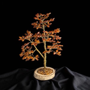 LARGE Baltic Amber Pine Tree of Life Luck Happiness Handmade Amber Bonsai Gift, Gemstone Chakra Crystal Bonsai Money Tree Nature Lover Gifts
